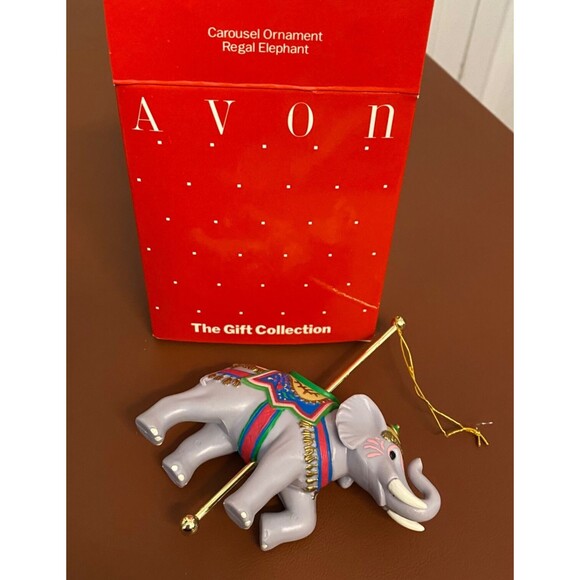 Vtg AVON Carousel Christmas Ornaments Exotic Tiger Regal Elephant Circus w/Boxes - Picture 4 of 8